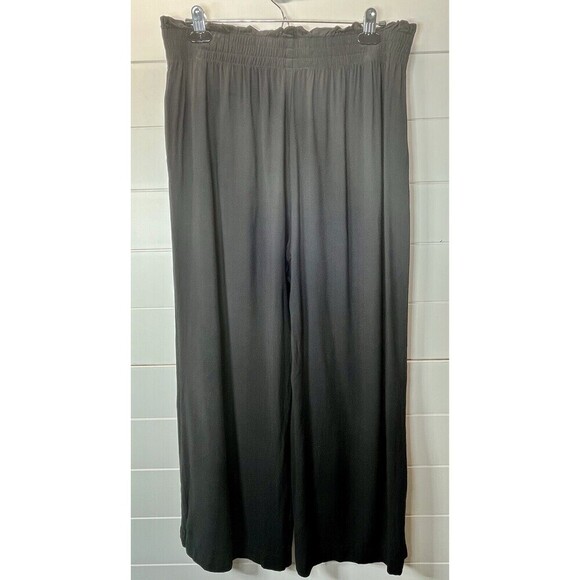 Abercrombie & Fitch Womens Pants Black L Pull On Wide Leg Lagenlook Minimalist - Picture 3 of 8
